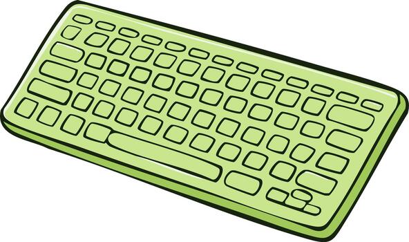 ligero verde computadora teclado dibujos animados dibujo con blanco llaves vector