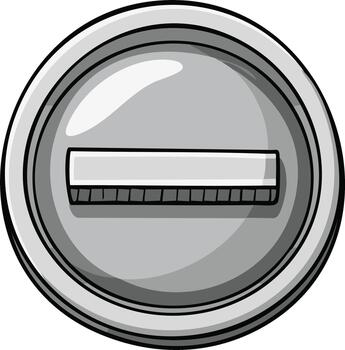 Glossy grey circular button with a bold minus sign symbol for user interfaces vector