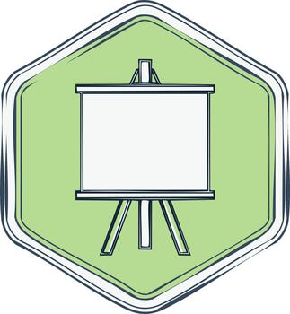 caballete gráfico ilustración en hexágono marco presentación monitor vector