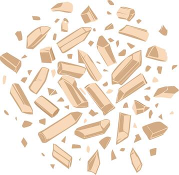 Scattered beige crystal shards in abstract circular pattern for spiritual wellness projects vector