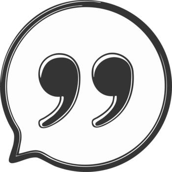 Stylized speech bubble with quotation marks graphic for emphasizing dialogue or testimonials vector