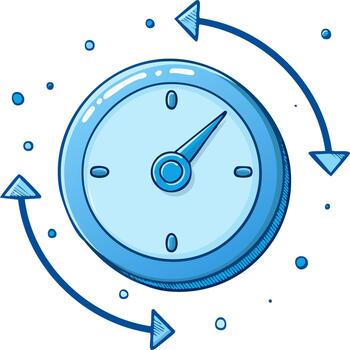 Clock with Arrows Illustrating Time Management and Task Completion vector