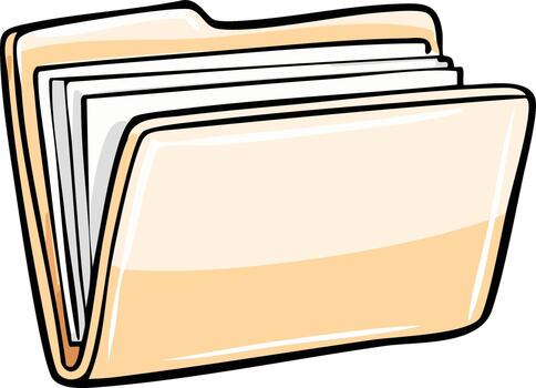 Beige File Folder with White Papers, Documentation and Data, Organization Illustration vector