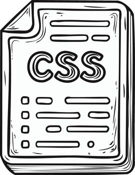 Simple Hand Drawn CSS Code Document Icon for Web Development and Styling vector