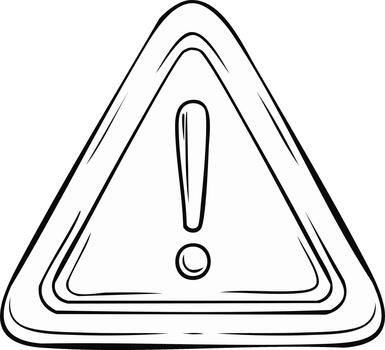 Hand Drawn Warning Sign with Exclamation Mark Inside Triangle Hazard Symbol Isolated vector