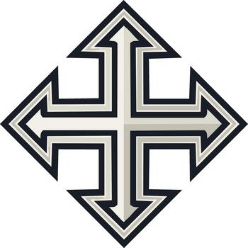 cruzar conformado firmar compuesto de en capas flechas señalando exterior en todas lados, símbolo de navegación o salida icono vector