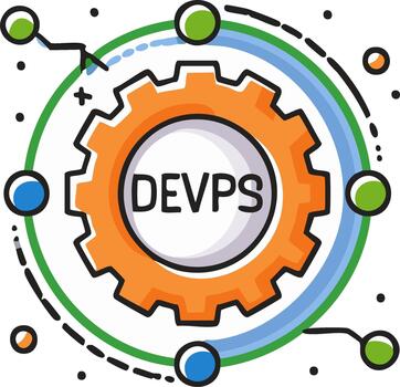 devops concepto ilustración con conectado engranaje símbolo y red sistema integración icono vector