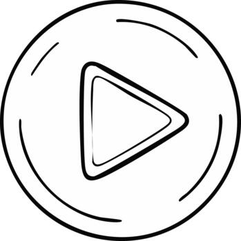 Hand Drawn Play Button Circle Icon in Doodle Style for Digital Media and Streaming vector