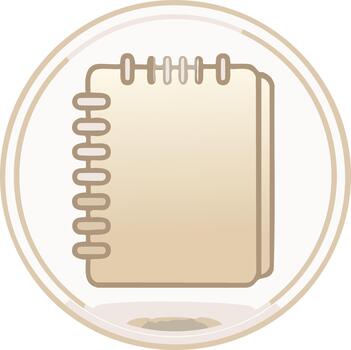 Light Brown Notebook Icon with Ring Binding and Soft Circle Border, Memo or Pad vector