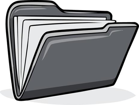 gris archivo carpeta con papel documentos adentro, organización y datos administración concepto, ilustración vector