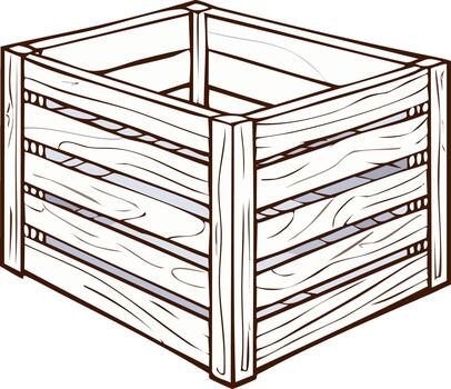 Empty Wooden Crate Container with Slatted Sides and Open Top for Storage or Transport vector