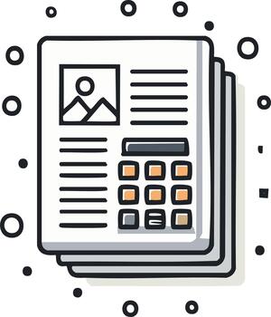 Stack of documents with fields, picture and text illustration, paperwork design vector