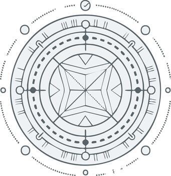 geométrico resumen circular diseño con interconectado líneas y puntos parecido a un Brújula o mandala vector