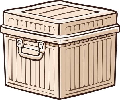 Rectangular Storage Box with Lid and Handle Cartoon Illustration vector