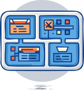 proyecto administración interfaz demostración datos fluir diagramas y proceso organización vector