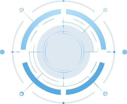 circular tecnología interfaz diseño, azul hud, ui mostrar, interactivo circulo panel vector