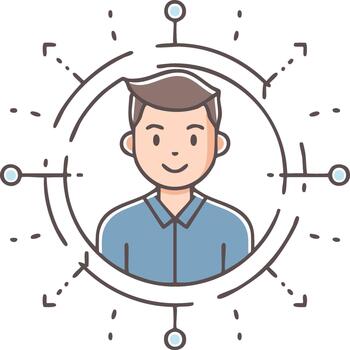 Connected Man Illustration Avatar Symbolizing Global Communication and Networking vector