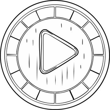 bosquejo ilustración de un jugar botón símbolo dentro un redondo frontera vector