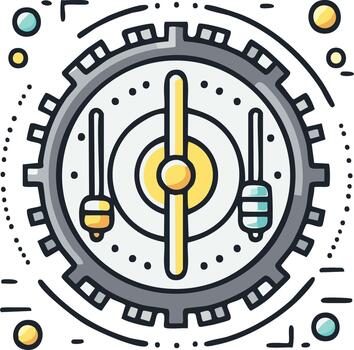 Stylized Mechanical Device with Gears and Controls vector