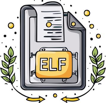 Digital File Format Illustration Archive with ELF Designation and Green Accents vector