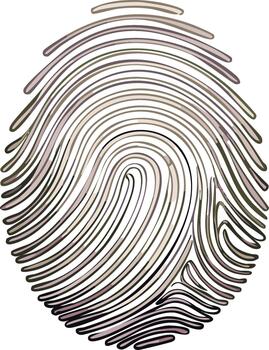 Stylized fingerprint graphic with camouflage pattern for military identity and biometric security vector