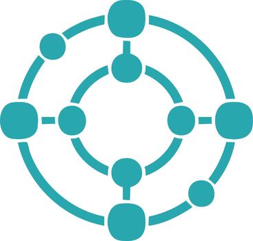 Abstract teal network of interconnected nodes and lines vector