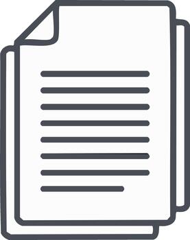 Stacked Paper Documents Icon with Text Lines and Curled Corner Graphic vector