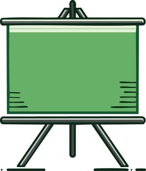 ilustración de un verde proyección pantalla en un trípode estar para presentación vector