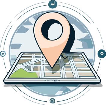 Geolocation Map Pointer Pin on Digital Map Interface Navigation System vector