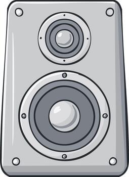 Cartoon Audio Speaker with Loudspeaker Two Way Sound System in Silver vector