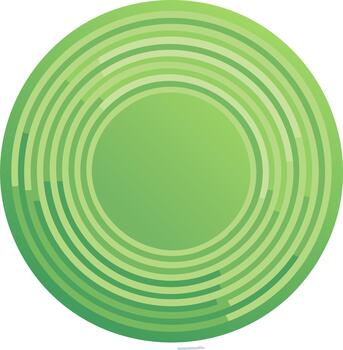Abstract green concentric circles design, vibrant gradients on geometric shapes and radial pattern vector