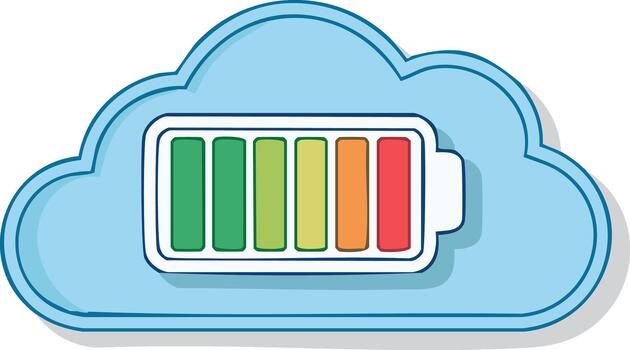 nube informática con un batería nivel indicador icono vector