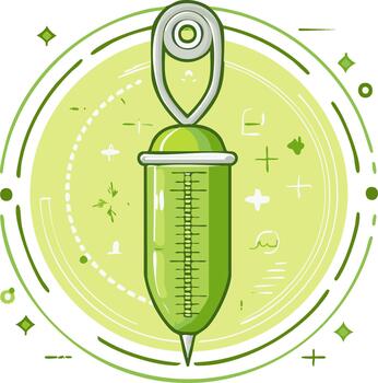 verde medición cuentagotas con escala y ubicación alfiler símbolo rodeado por naturaleza inspirado resumen líneas vector