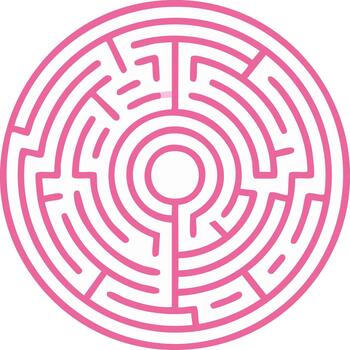 rosado circular laberinto rompecabezas. laberinto desafío juego y resolución de problemas concepto vector
