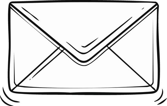 Hand Drawn Email Envelope Icon with Wavy Notification Lines vector