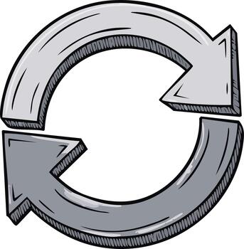 Looping arrows, circular motion diagram, workflow cycle concept, process steps graphic icon vector