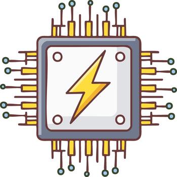 central Procesando unidad con poder símbolo y patas vector