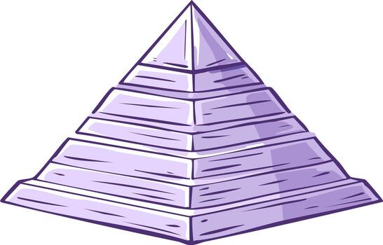 Hand drawn purple stepped pyramid icon showing levels and hierarchy structure vector