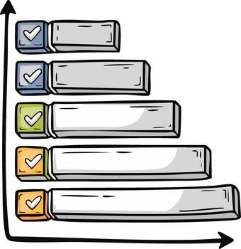 Hand-drawn Chart with Check Marks and Arrows, Business and Progress Concept vector