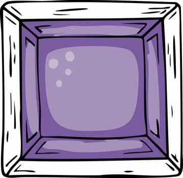 Empty Hand Drawn Square Purple Box Container with Open Top vector