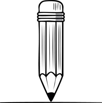 Hand Drawn Sketch of a Sharpened Pencil Drawing a Straight Line with Eraser Top vector
