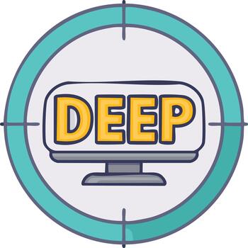 profundo aprendizaje concepto en objetivo firmar, artificial inteligencia icono vector