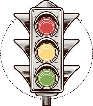 Retro Traffic Light Signaling Stop and Go with Yellow in Between vector