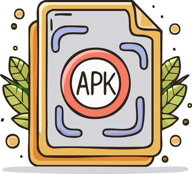 Illustrated APK file icon representing Android application package for mobile software download and installation vector