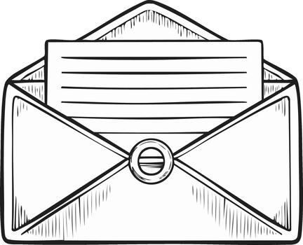 mano dibujado abierto sobre con letra ilustración correo mensaje comunicación concepto vector