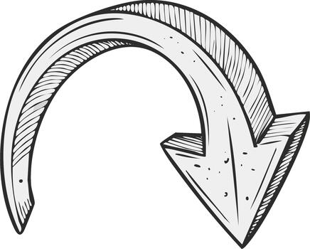 Artistic hand drawn sketch arrow with texture pointing down and right a directional symbol vector