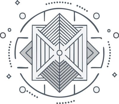 Abstract geometric design with concentric circles and diamond shape vector