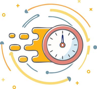 rápido reloj y movimiento líneas simbolizar velocidad y eficiencia vector