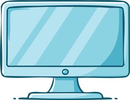 Illustration of a stylized computer monitor with blue color and reflection vector