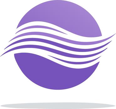 Clean graphic illustration featuring a bold purple orb with sleek white flowing wave patterns for abstract concepts vector